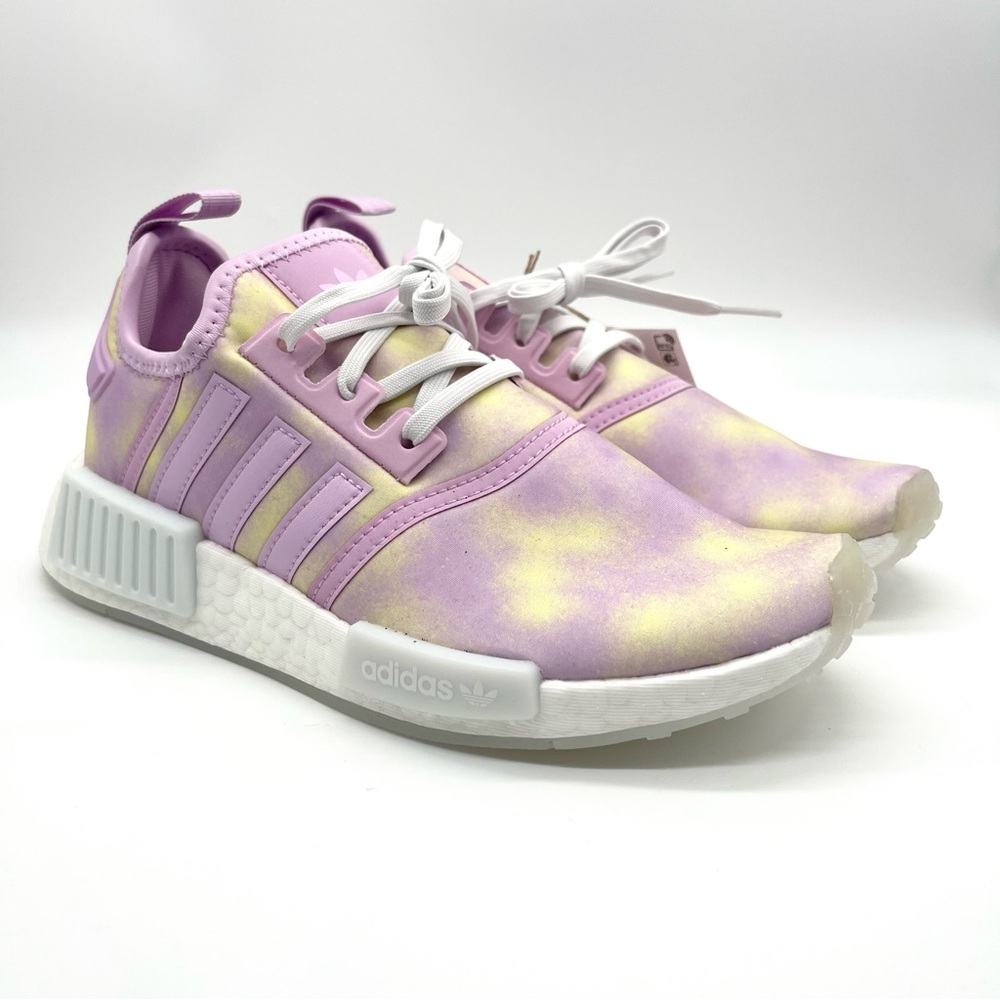 Adidas Originals NMD_R1 Shoes Kids White Bliss Lilac Running HQ6184 Size 5